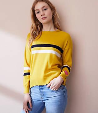 Lou & Grey Sundry Stripes & Heart Crew Neck Sweater