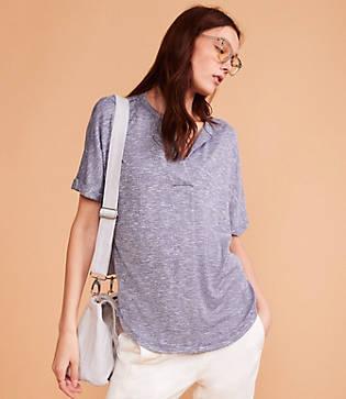 Lou & Grey Brushmarl Split Neck Top