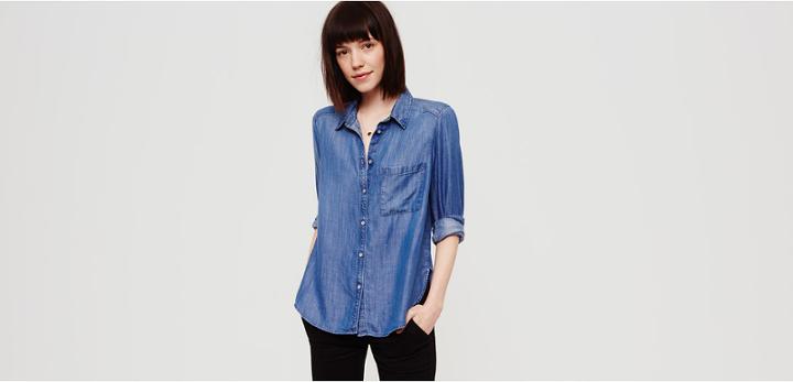 Lou & Grey Chambray Button Down Shirt