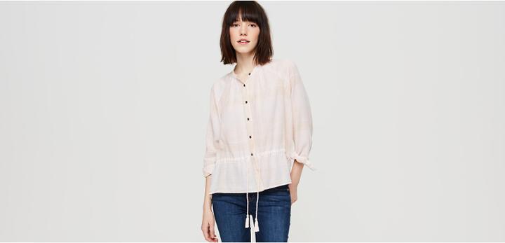 Lou & Grey Drawstring Button Down Shirt
