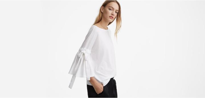 Lou & Grey Softserve Cotton Tie Bell Sleeve Top