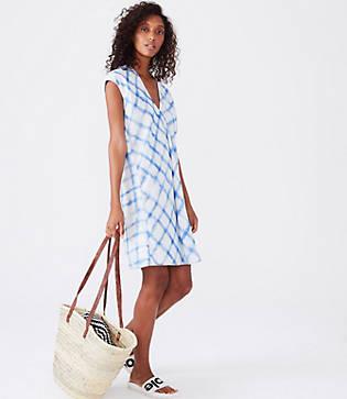 Lou & Grey Plaidwash Double V Dress