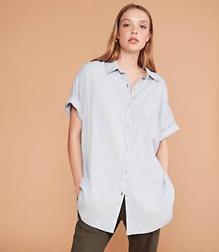 Lou & Grey Crosshatch Softstretch Linen Shirtdress