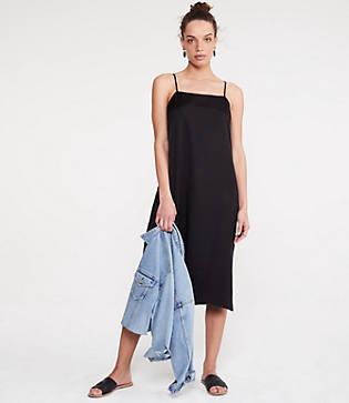 Lou & Grey Shimmer Twill Midi Slip Dress