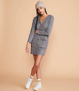 Lou & Grey Houndstooth Ponte Cardigan Dress