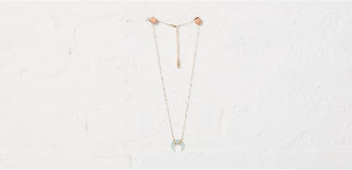 Lou & Grey Elizabeth Stone Aqua Chalcedony Crescent Necklace