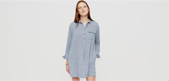 Lou & Grey Doubleface Chambray Shirtdress