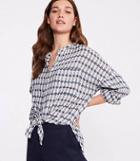 Lou & Grey Houndstooth Plaid Tie Front Shirt