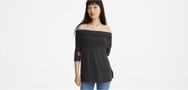 Lou & Grey Ruched Signaturesoft Off The Shoulder Top