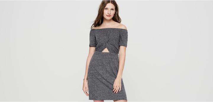 Lou & Grey Linen Jersey Twist Off The Shoulder Dress