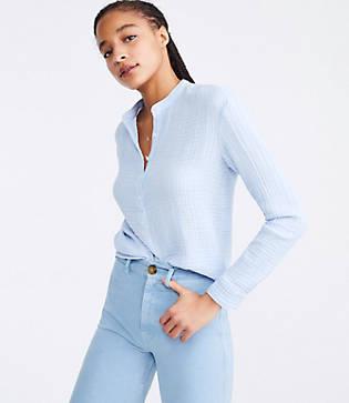 Lou & Grey Crinkle Henley Tunic Shirt