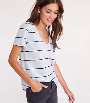 Lou & Grey Striped Softserve V-neck Tee