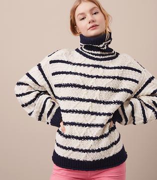 Lou & Grey Striped Cable Sweater