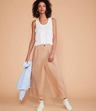 Lou & Grey High Waist Wide Leg Linen Pants