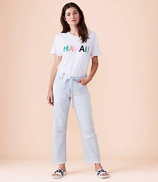 Lou & Grey Tie Waist Straight Leg Jeans