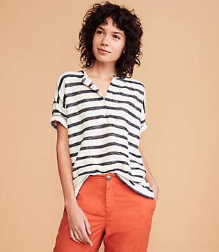 Lou & Grey Striped Terry Henley Top