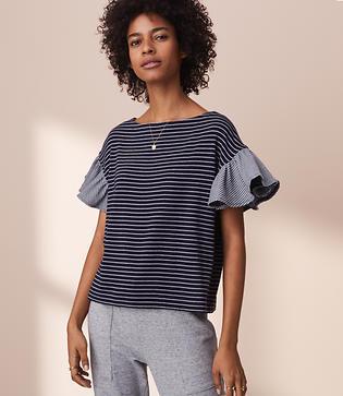 Lou & Grey Striped Flutter Softserve Cotton Tee