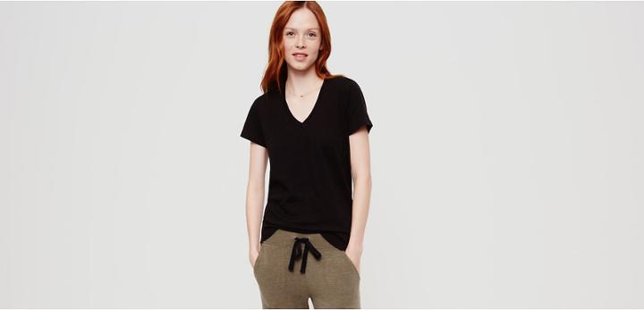 Lou & Grey Airy Cotton V-neck Tee