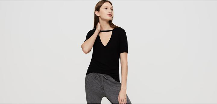 Lou & Grey Lna Ribbed Cut Out V Tee
