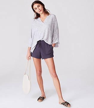 Lou & Grey Softened Spacedye Split Neck Top