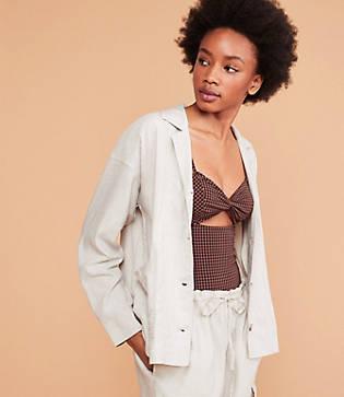 Lou & Grey Crosshatch Softstretch Linen Jacket