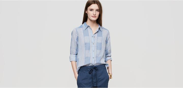 Lou & Grey Plaidstripe Button Down Shirt