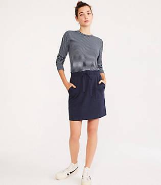 Lou & Grey Checked Ponte Drawstring Skirt