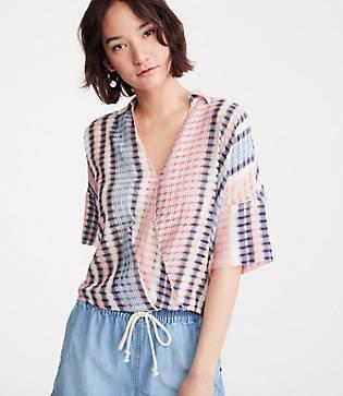 Lou & Grey Plaidmix Wrap Top