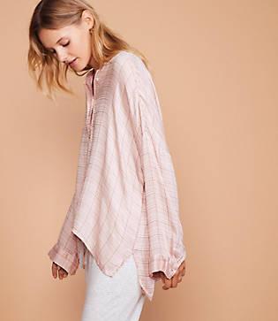 Lou & Grey Blush Plaid Henley Shirt