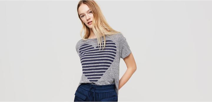 Lou & Grey Sundry Static Stripe Heart Tee