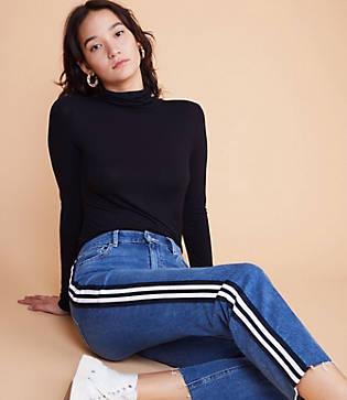 Lou & Grey Softened Jersey Shirttail Turtleneck