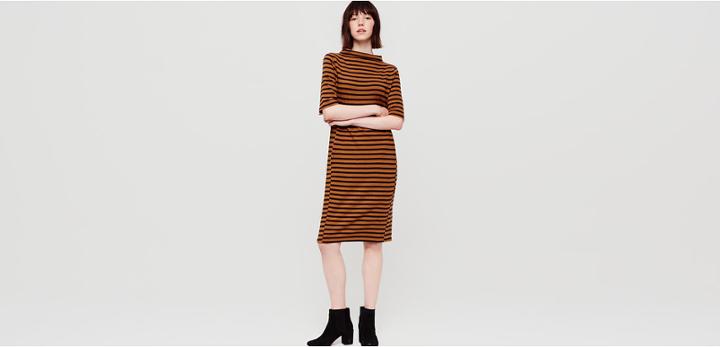 Lou & Grey Stripe Funnelneck Dress