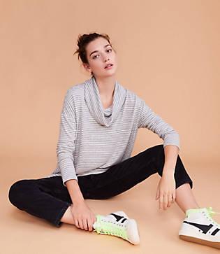 Lou & Grey Stripe Brushed Cowl Top