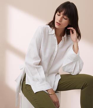 Lou & Grey Side Tie Button Down Shirt