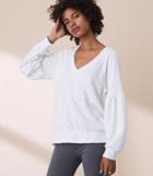Lou & Grey Fleeceback Blouson Sleeve Top