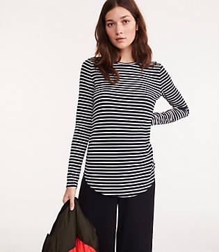 Lou & Grey Striped Softened Jersey Shirttail Layering Tee