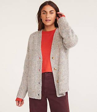 Lou & Grey Marled Ribtrim Boyfriend Cardigan