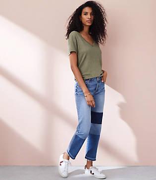 Lou & Grey Patched Wide Leg Jeans