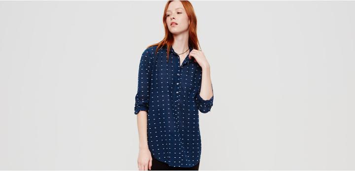 Lou & Grey Embroidered Dot Henley Pocket Tunic