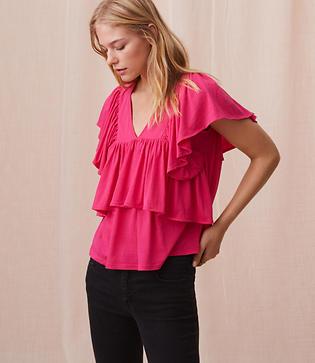 Lou & Grey Softserve Cotton Ruffle Top