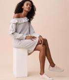 Lou & Grey Ruffle Off The Shoulder Sweatshirt Dress