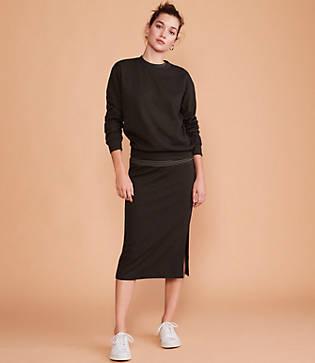 Lou & Grey Checked Ponte Midi Skirt