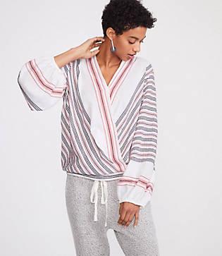 Lou & Grey Dotted Line Wrap Poet Blouse