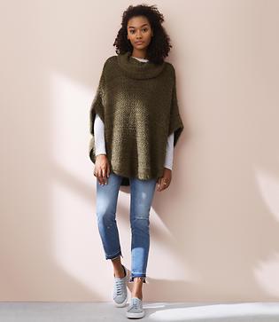 Lou & Grey Eyelash Stripe Poncho Sweater