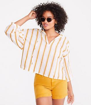 Lou & Grey Striped Tie Neck Shirt