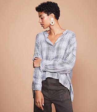 Lou & Grey Cozy Plaid Henley Top