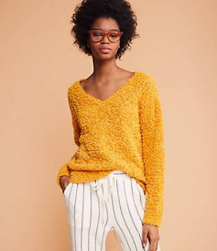 Lou & Grey Fringeknit V-neck Sweater