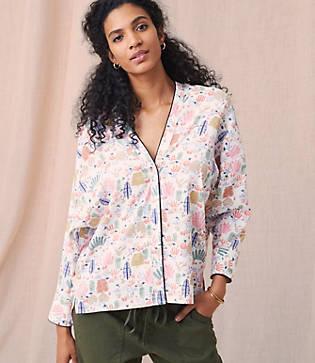 Lou & Grey Cactus Satin Blouse