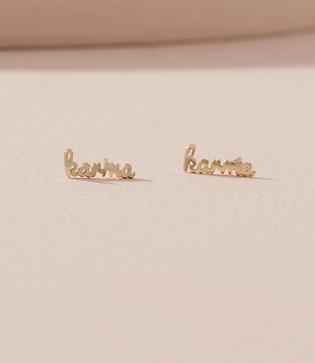 Lou & Grey Kris Nations Karma Script Stud Earrings