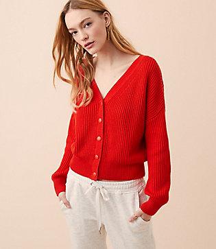 Lou & Grey Ribbed Blouson Cardigan